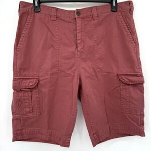 Carbon2Cobalt Shorts Men's 38 Maroon Utility‎ Flat Front 100% Cotton 12" Inseam